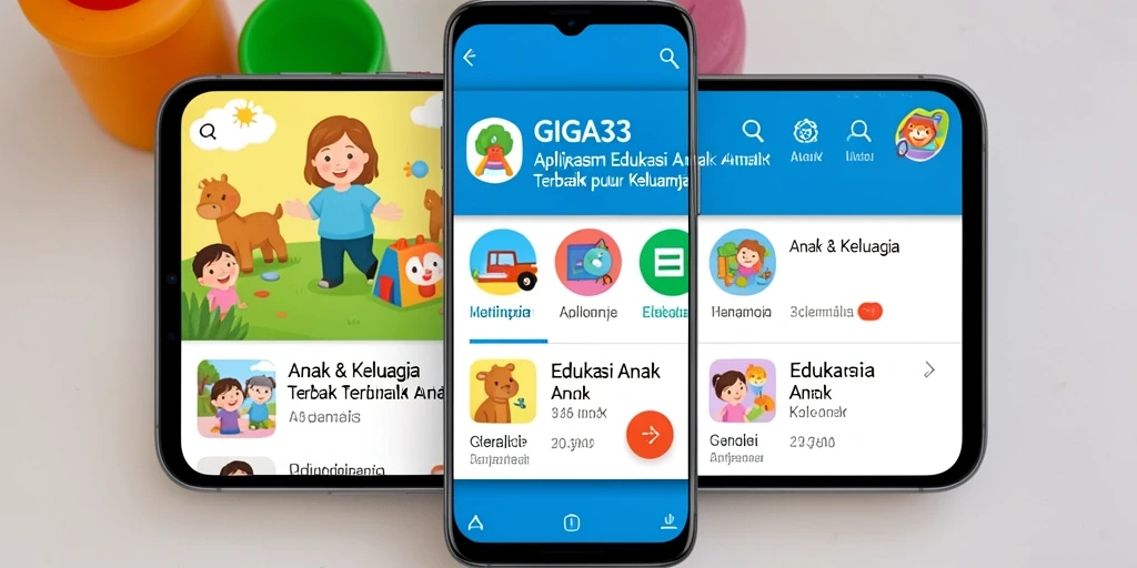 Antarmuka GIGA33 yang ceria dan menarik untuk pembelajaran anak.