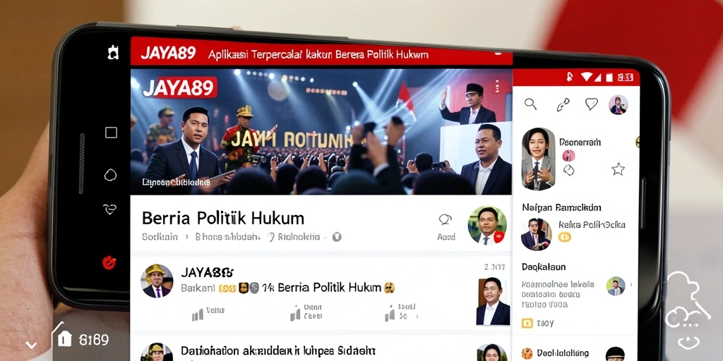Tampilan aplikasi JAYA89 menampilkan berita politik hukum yang informatif.