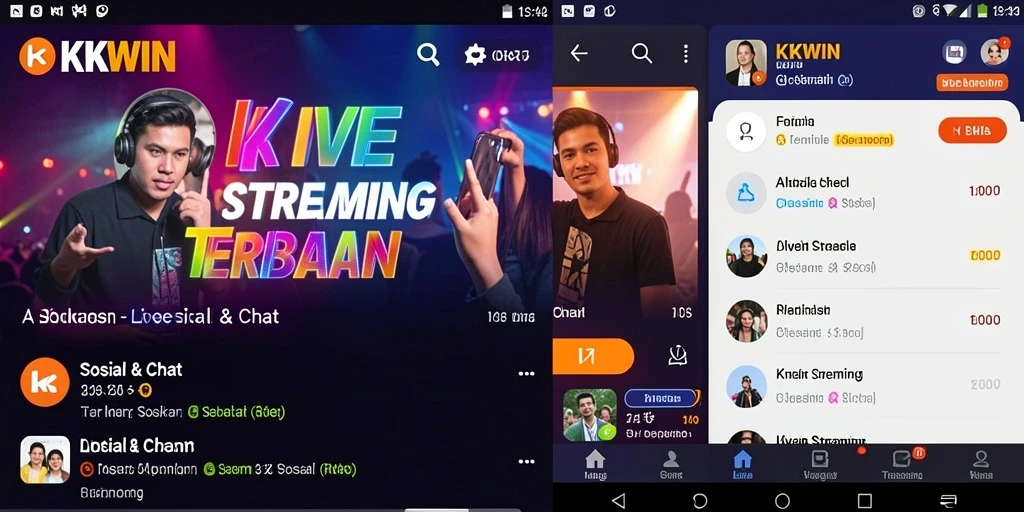 Screenshot KKWIN menampilkan fitur Live Streaming interaktif yang menarik.