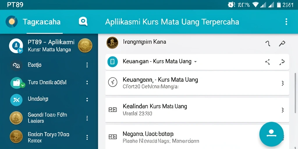 Tampilan antarmuka PT89 dengan informasi Kurs Mata Uang terkini.