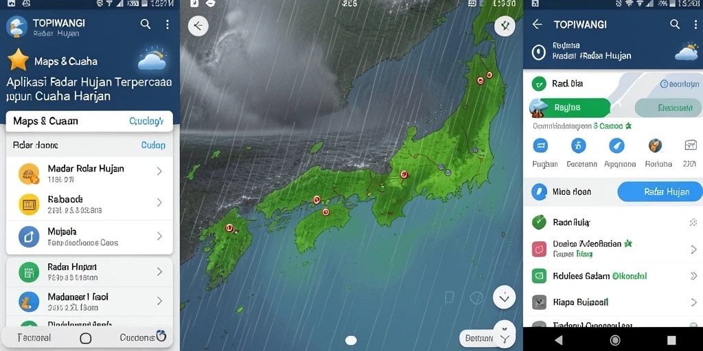 Antarmuka aplikasi Radar Hujan TOPIWANGI yang informatif.