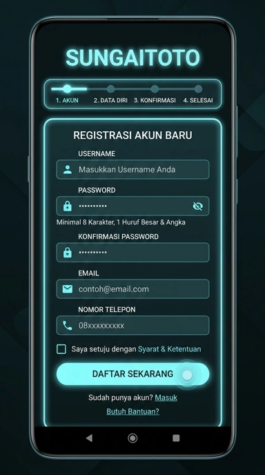Registrasi Akun Baru di Sungaitoto untuk Android